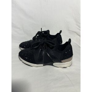 Carvela Kurt Geiger‎ Sequen Shoes Womens 5 Black Trainer Embellished EUC H16